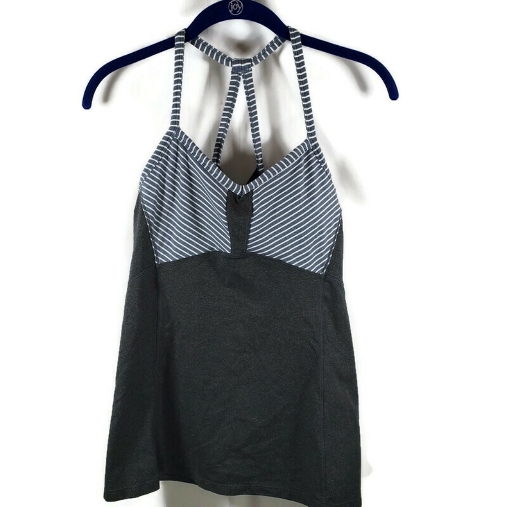 Athleta Fulfillment Racerback Tank Top Gray Women's Shelf Bra Running Size Small